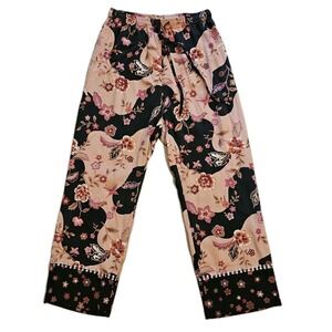 SILKLAND PETITE Floral Print‎ Wide Leg Lounge Pants Silk Blend P/S
